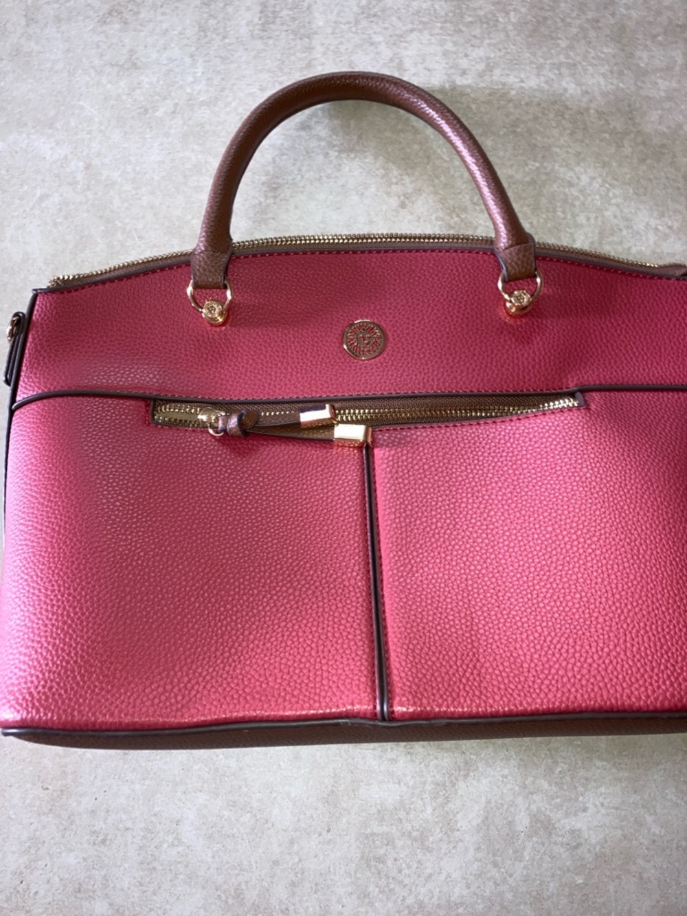 Anne Klein Red and brown hand bag. Gently if rarely used bag good condition.